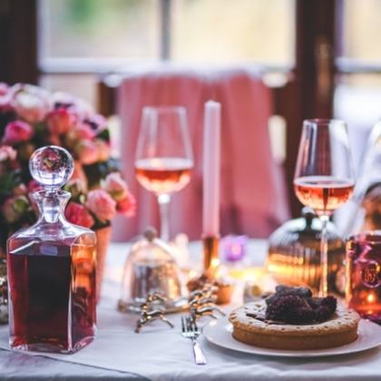 a group of glass bottles on a table